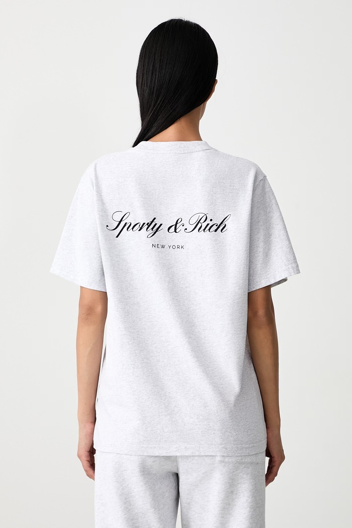Sporty & Rich Signature NY T-shirt bawełniany szary TO11971329GY03