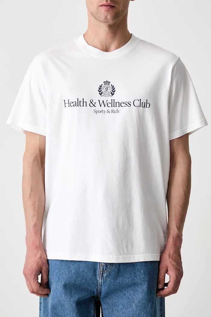Sporty & Rich H&W Crest t-shirt in cotone da uomo TO119710241WH01
