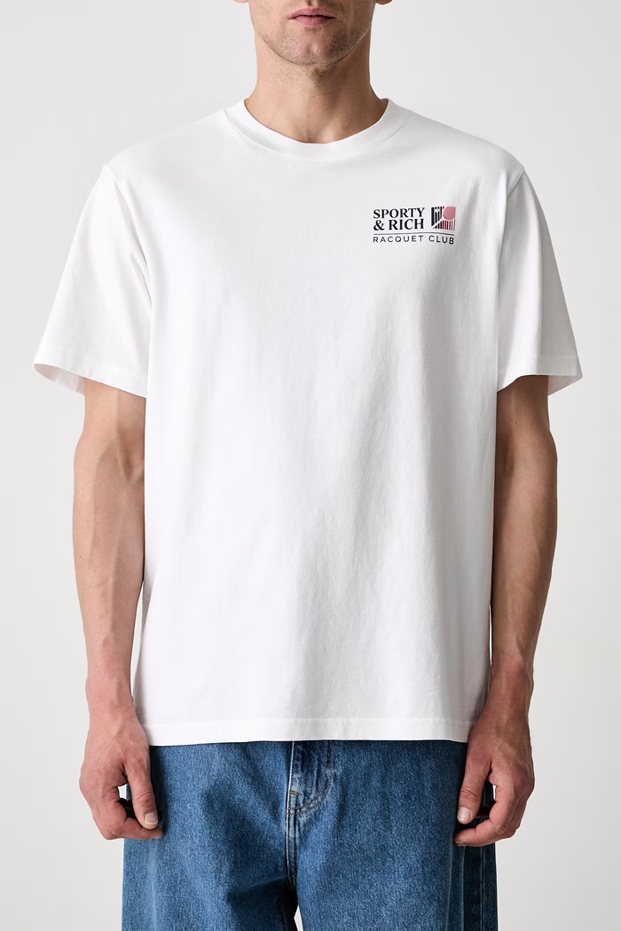 Sporty & Rich Promo T-shirt bawełniany biały TO119710431WH01