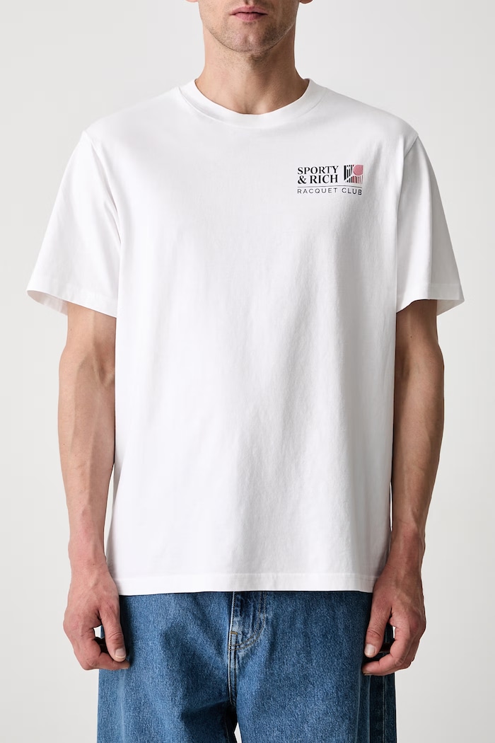 Sporty & Rich Promo T-shirt bawełniany biały TO119710431WH01