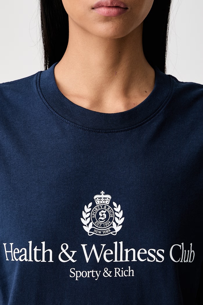 Sporty & Rich H&W Crest T-shirt bawełniany TO119712241BL132 granatowy