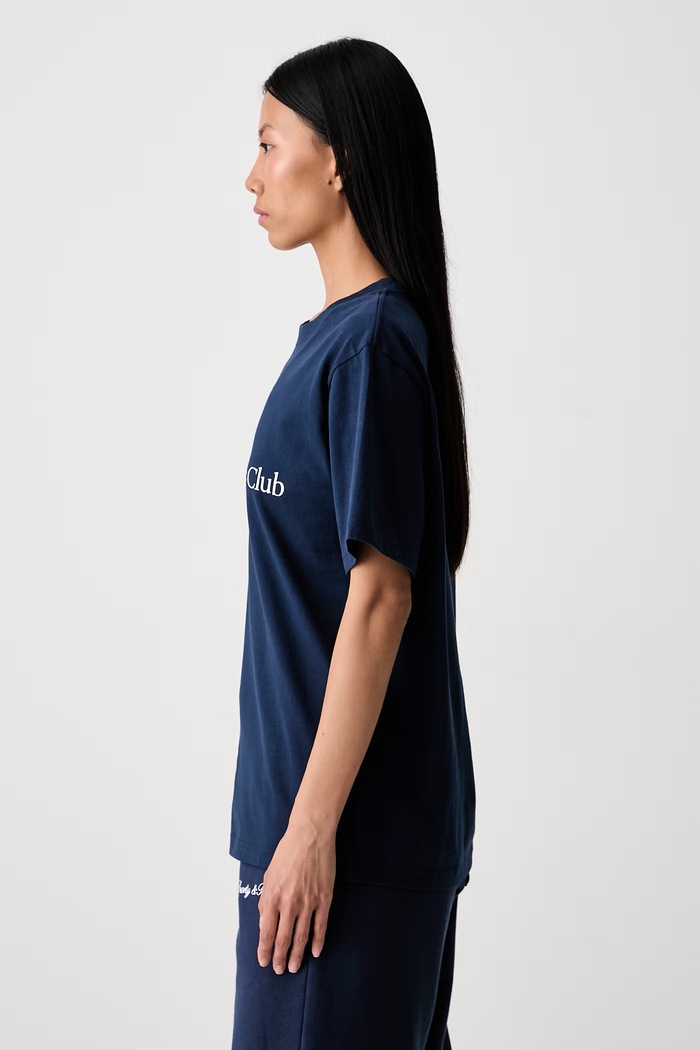 Sporty & Rich H&W Crest T-shirt bawełniany granatowy TO119712241BL132