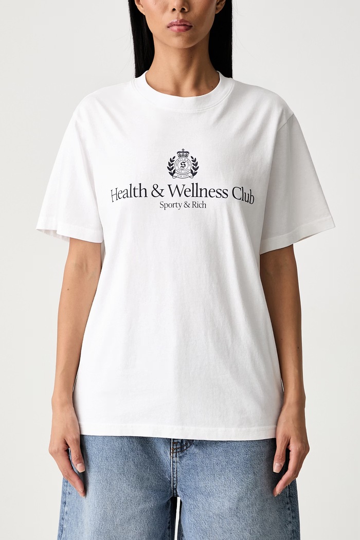 Sporty & Rich H&W Crest T-shirt bawełniany TO119712241WH01 biały