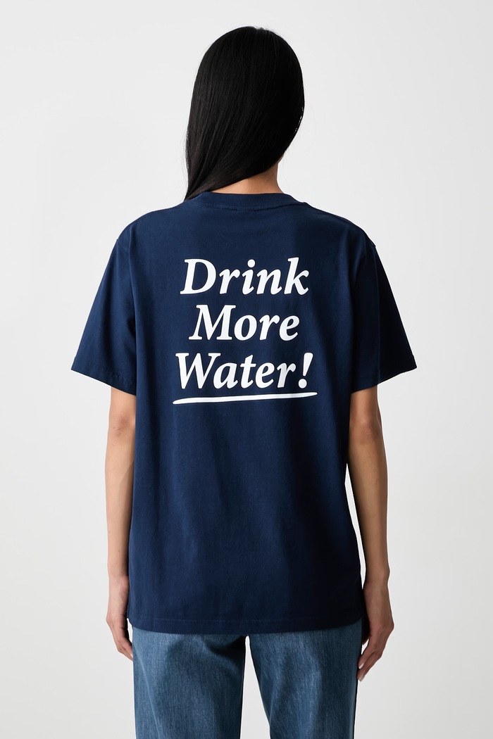 Odjeća Sporty & Rich Drink More Water majica od pamuka TO119712300BL132 mornarsko plava