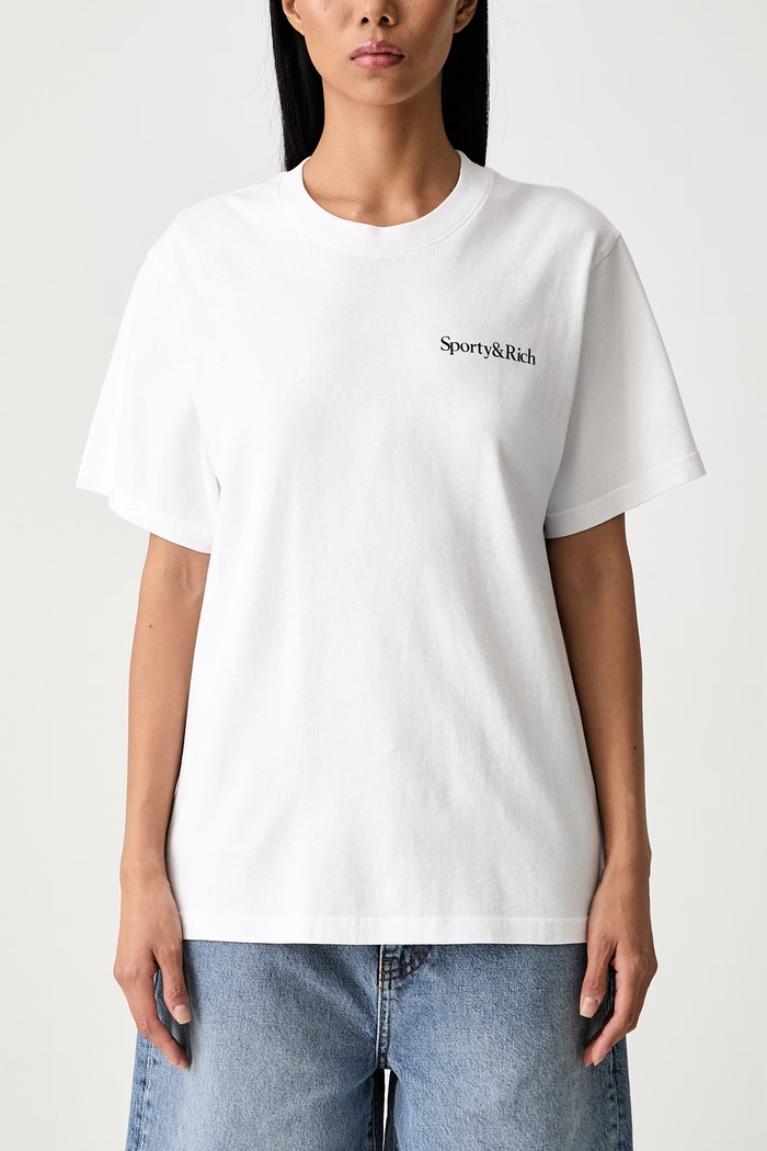 Sporty & Rich Drink More Water T-shirt bawełniany damski TO119712300WH01 biały