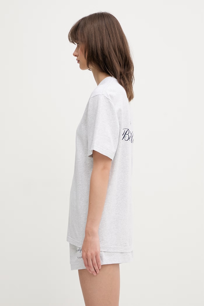 Sporty & Rich Beverly Script t-shirt βαμβακερό γκρί TO11976257GY03
