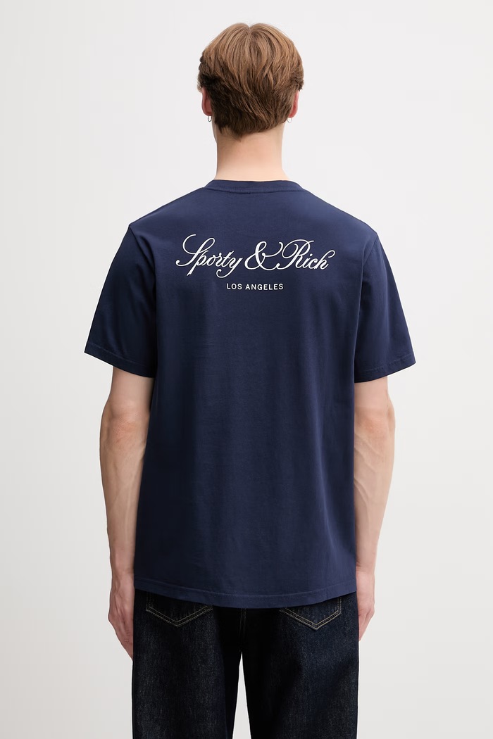 Sporty & Rich Vendome LA t-shirt βαμβακερό TO11976269BL106 σκούρο μπλε