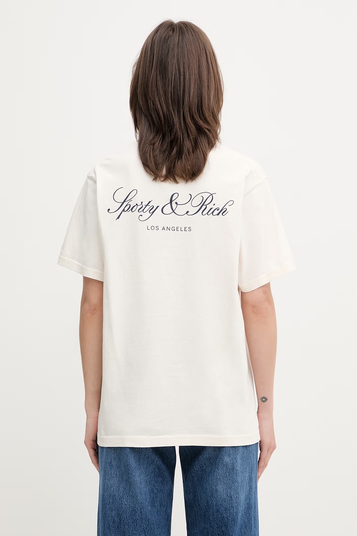 Sporty & Rich Vendome LA t-shirt βαμβακερό TO11976269WH37 μπεζ SS26