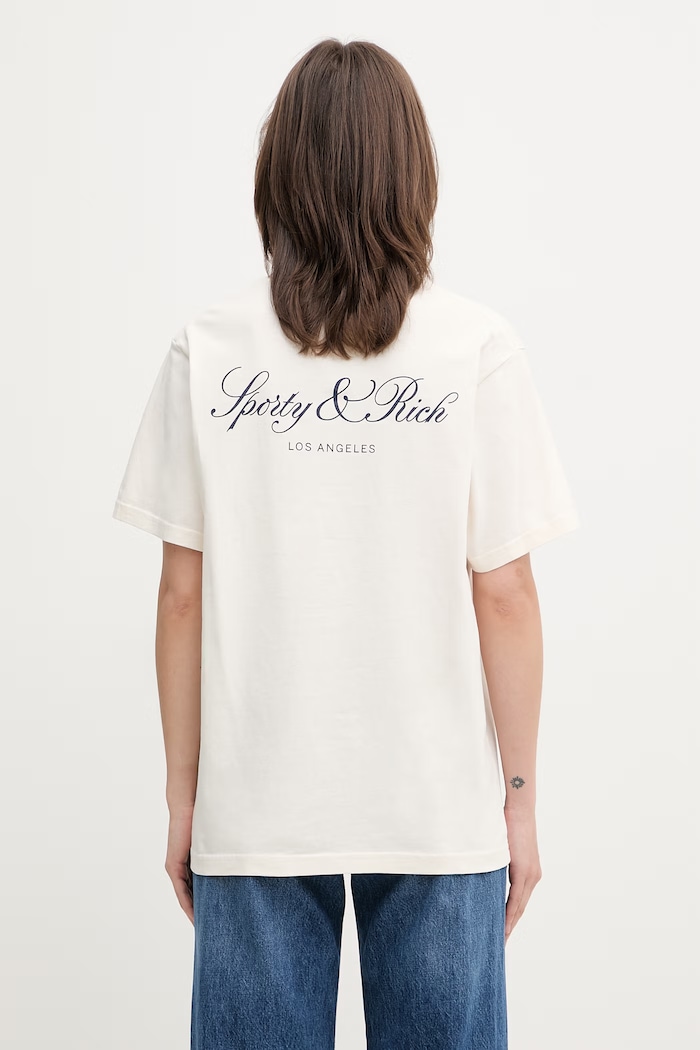 Sporty & Rich Vendome LA t-shirt βαμβακερό TO11976269WH37 μπεζ SS26