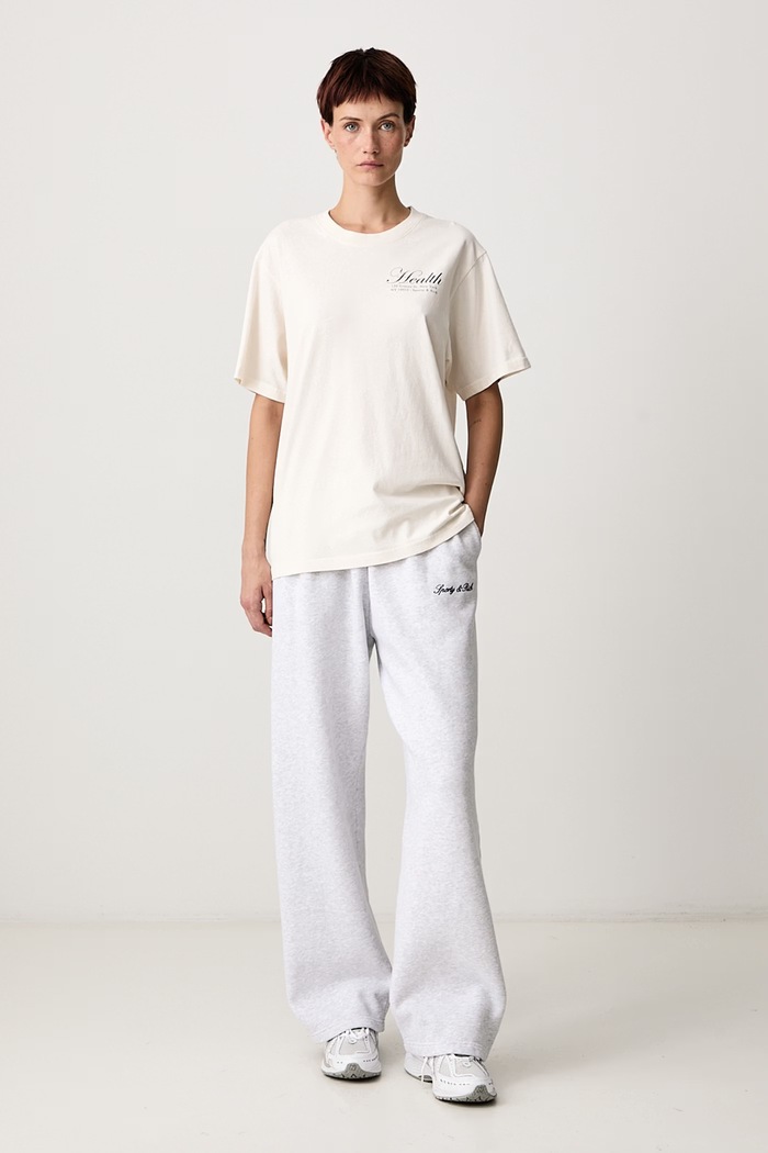 Sporty & Rich NY Health T-shirt bawełniany TO11974094WH37 beżowy SS26
