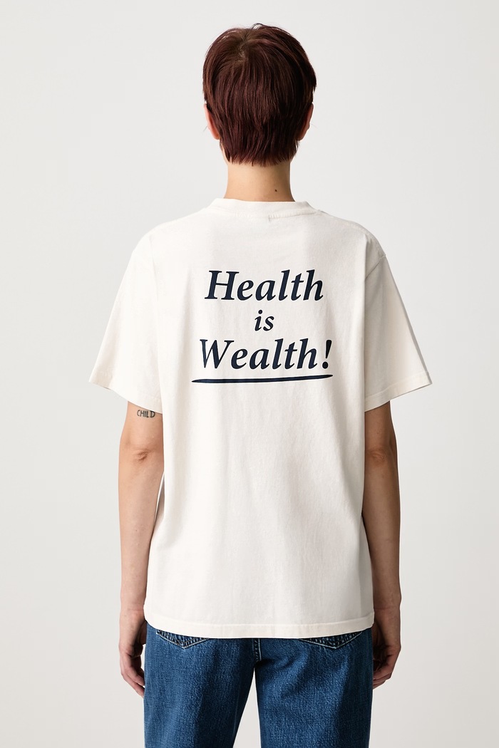 Sporty & Rich Health Is Wealth T-shirt bawełniany damski beżowy TO11974300WH37