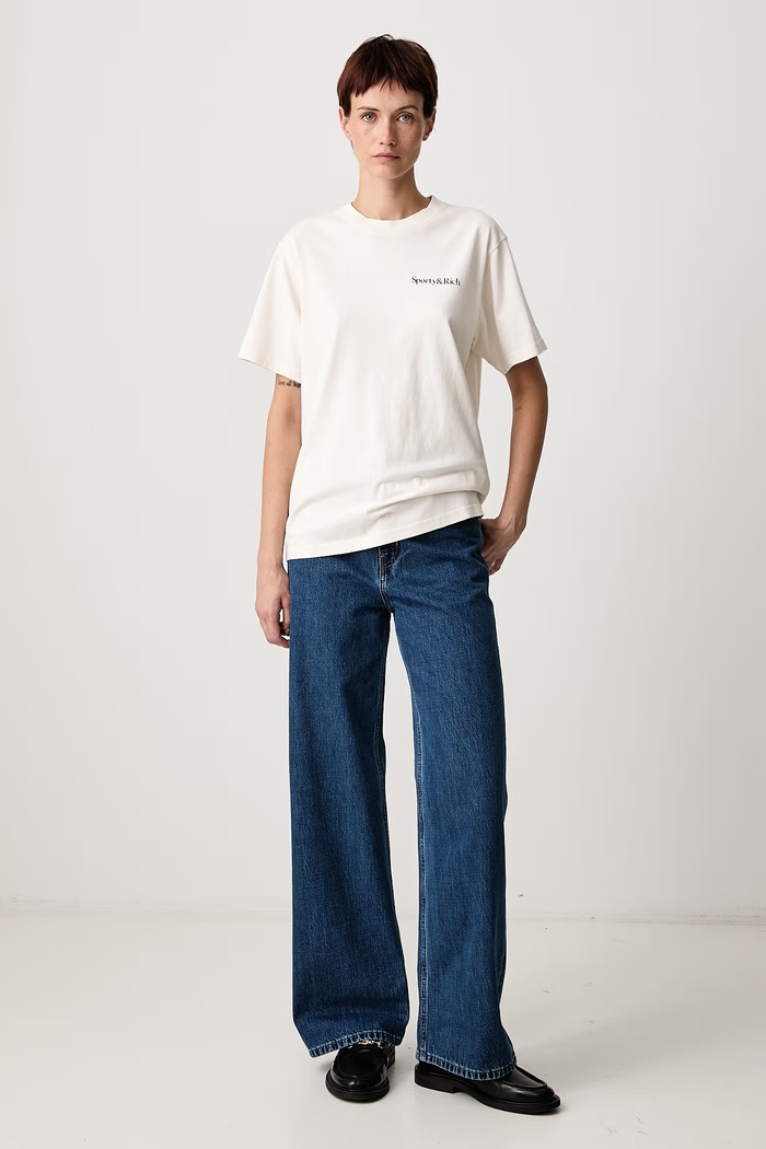 Sporty & Rich Health Is Wealth T-shirt bawełniany damski TO11974300WH37 beżowy SS26