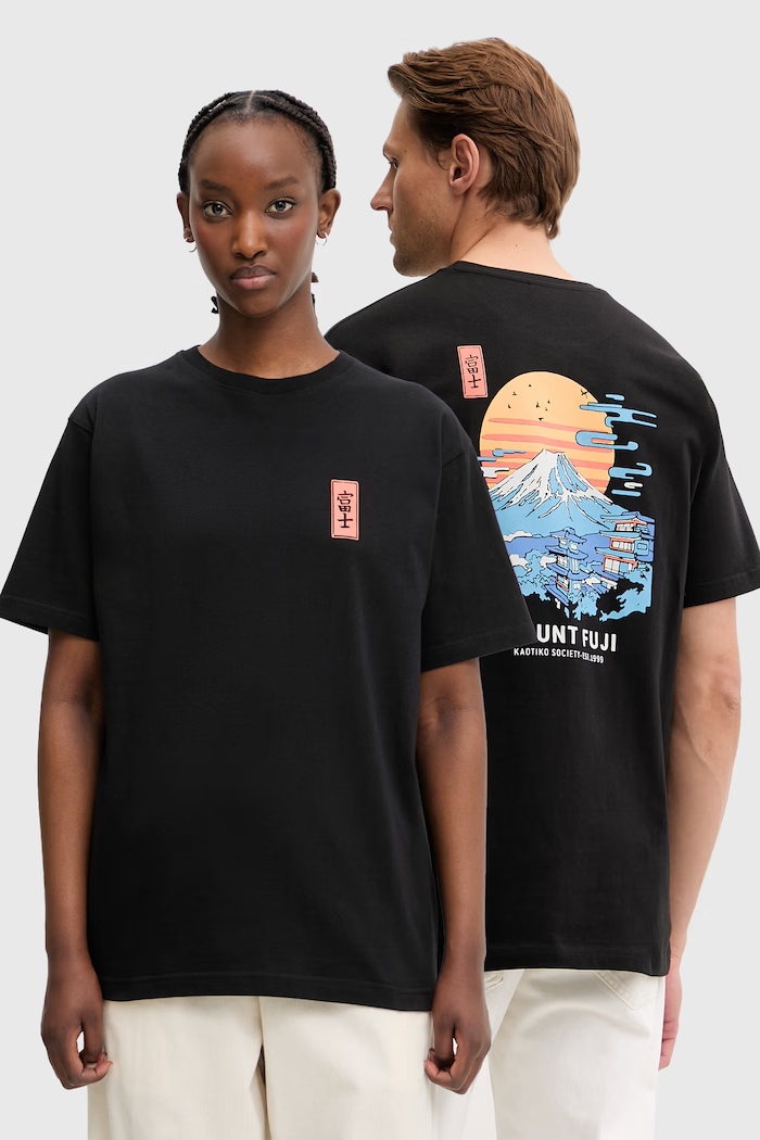 Kaotiko tricou de bumbac negru AS034.01.G002
