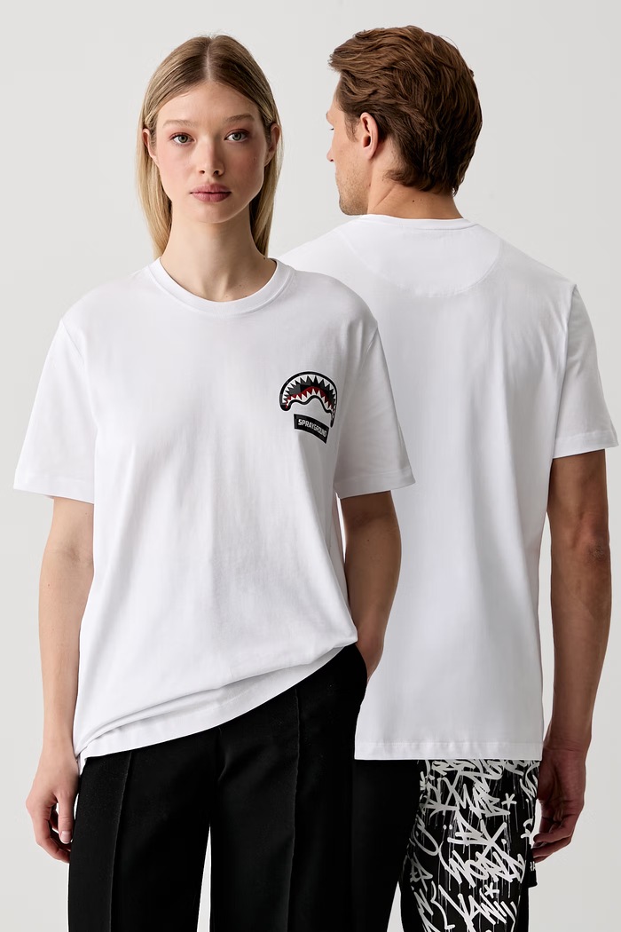 Sprayground tricou din bumbac alb SP679WHT