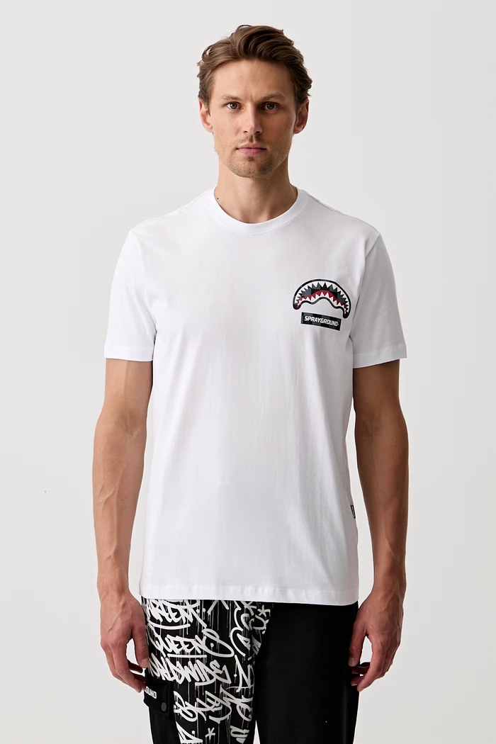 Sprayground T-shirt bawełniany biały SP679WHT
