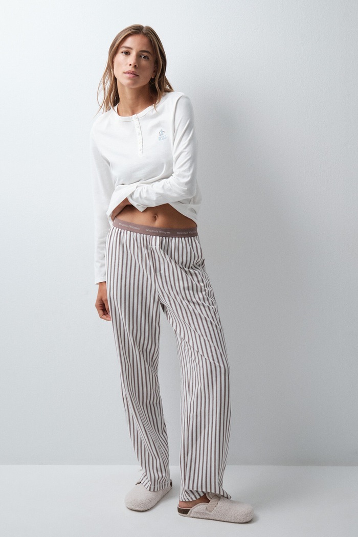 women'secret Spodnie piżamowe damskie bawełniane 3704574 beżowy SS27