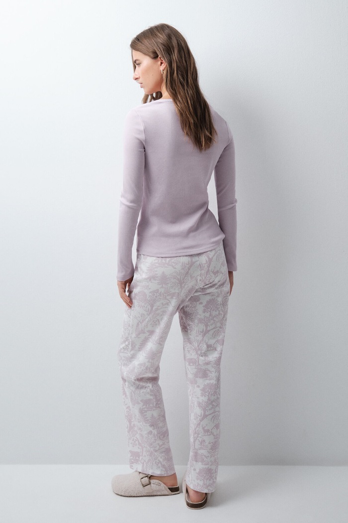 women'secret Piżama dwuczęściowa damska z bawełną 3594788 fioletowy SS27
