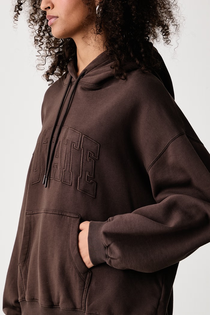 Bluza z kapturem damska bawełniana Rotate 1169801667 brązowy
