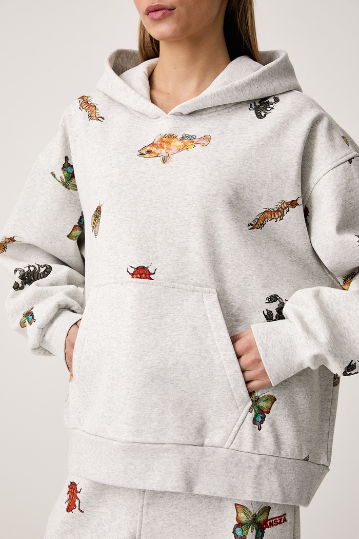 Bluza z kapturem damska z bawełną VanSZA Vans VN0013QCHTG1 szary