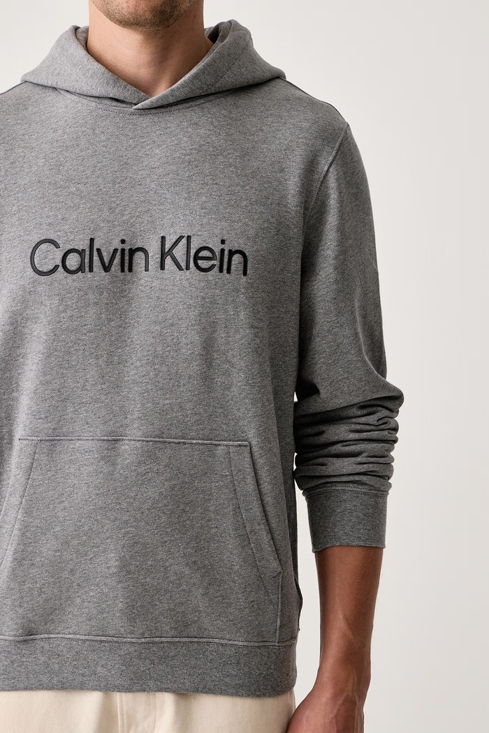 Bluza z kapturem męska bawełniana Calvin Klein LV04RG277G szary