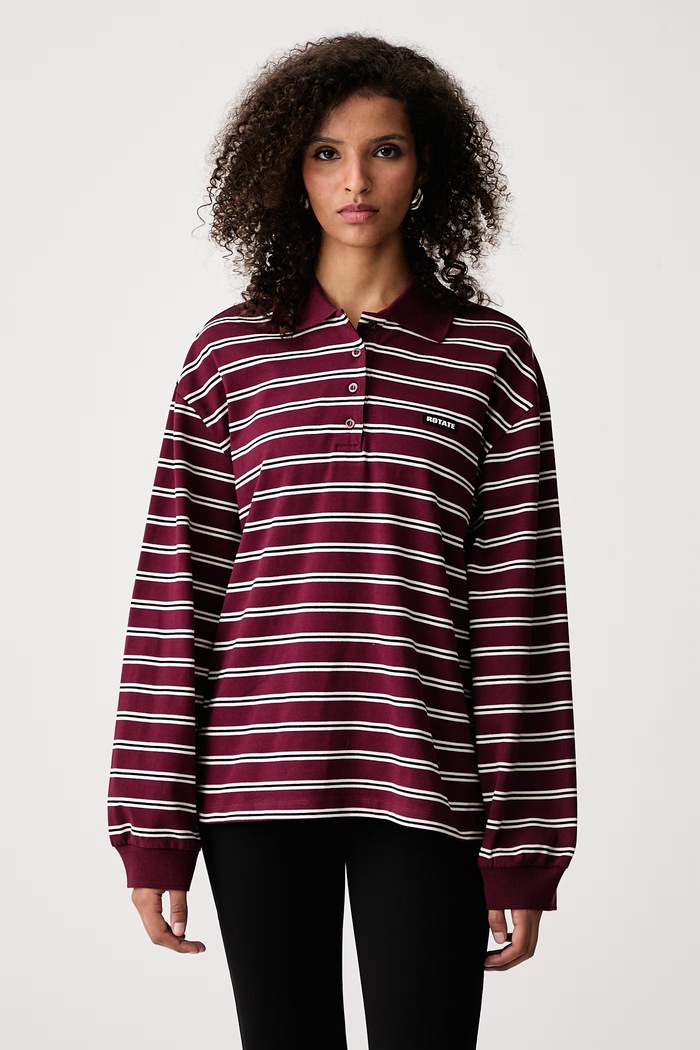 Rotate Longsleeve damski z bawełną bordowy 1160032934
