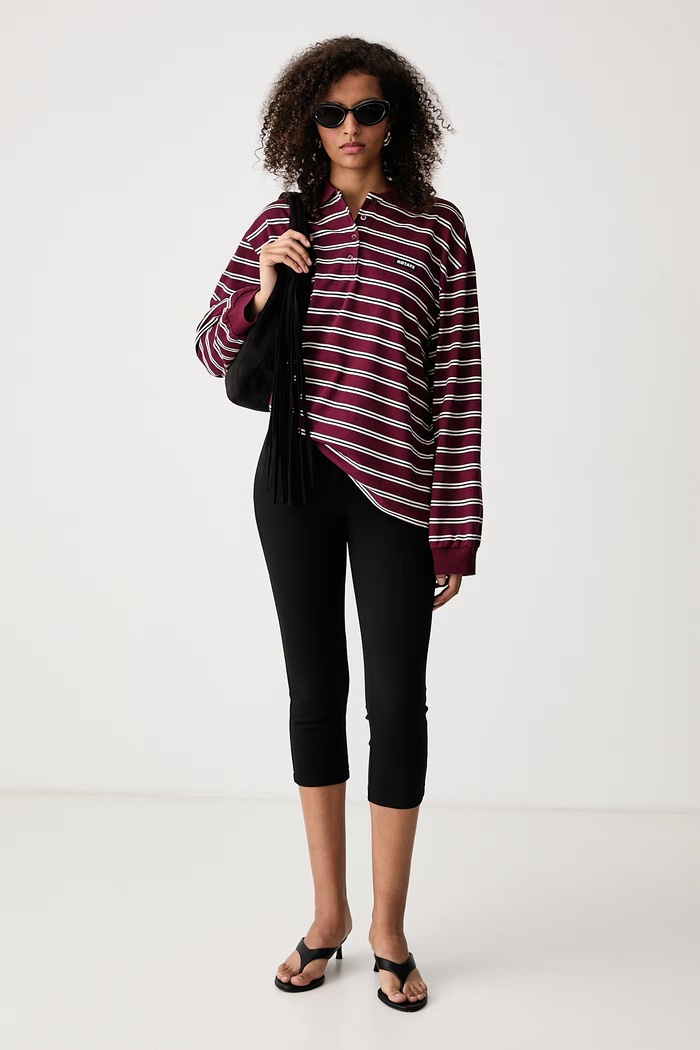 Rotate Longsleeve damski z bawełną 1160032934 bordowy SS27