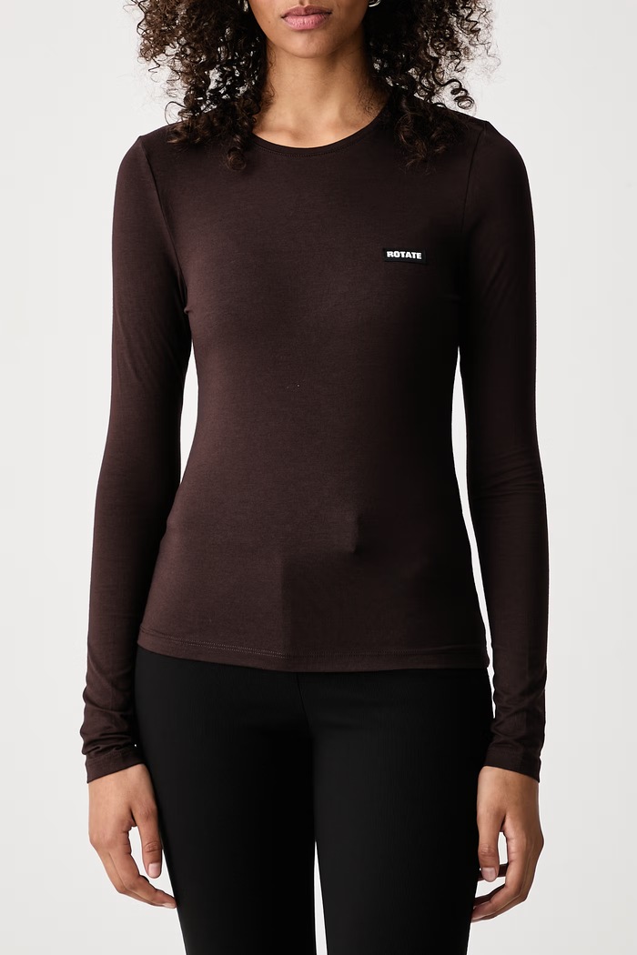 Longsleeve damski z modalem Rotate 1174461667 brązowy