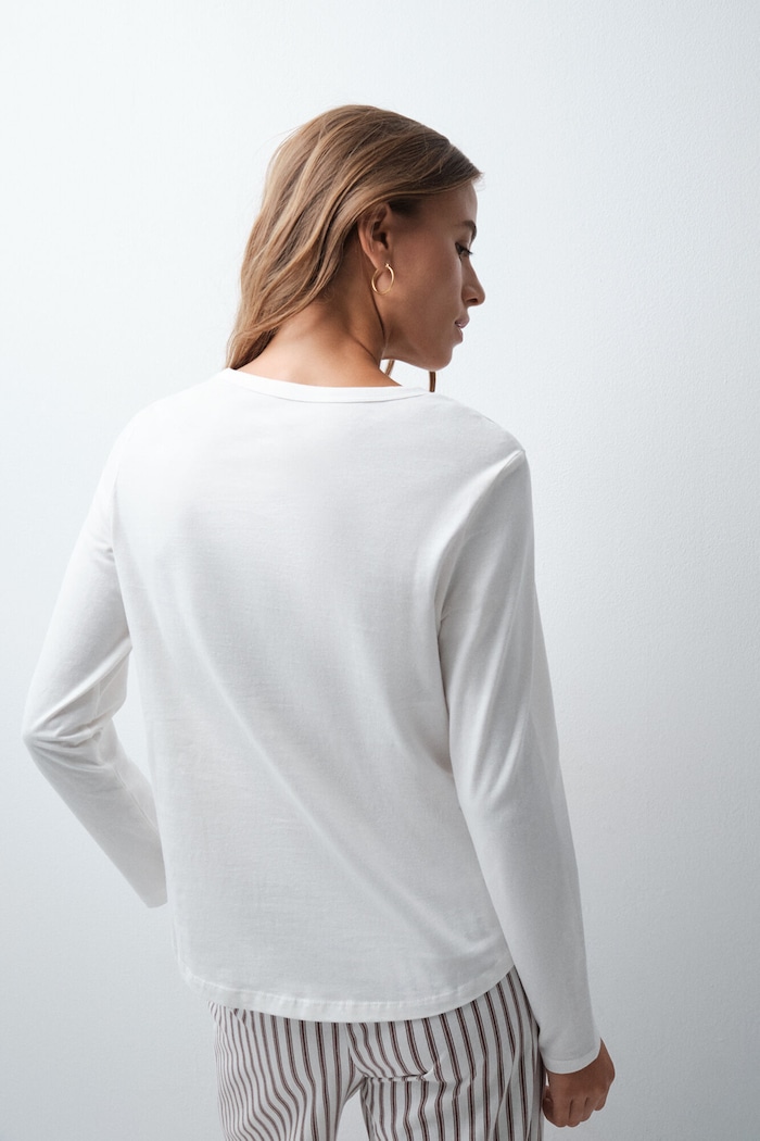 women'secret Longsleeve lounge damski bawełniany 3274585 beżowy SS27