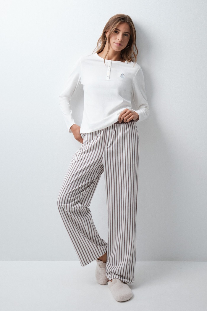 Odzież women'secret Longsleeve lounge damski bawełniany 3274585 beżowy