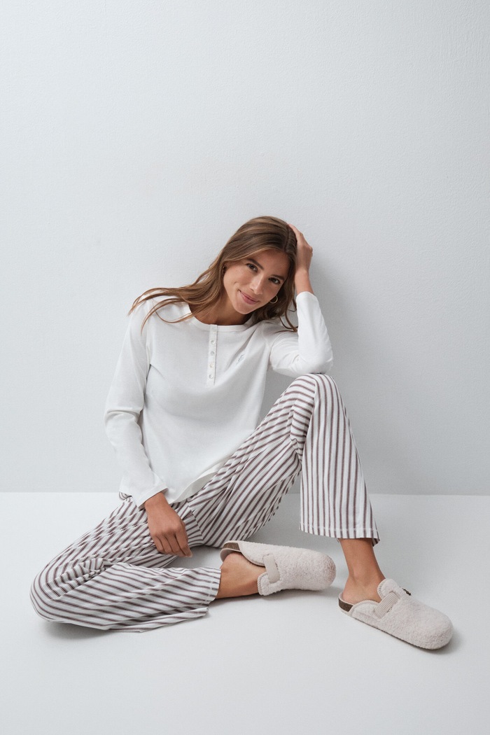 Longsleeve lounge damski bawełniany women'secret beżowy 3274585