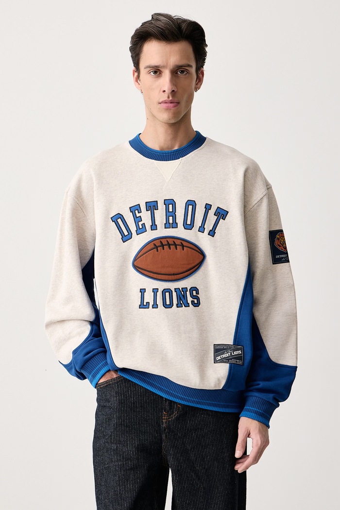 Les Deux Bluza męska bawełniana Les Deux x Detroit Lions szary 1003233