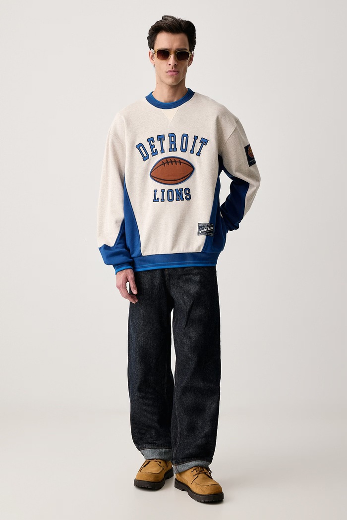 Les Deux Bluza męska bawełniana Les Deux x Detroit Lions 1003233 szary SS27