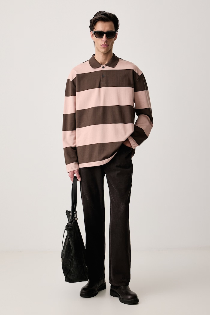 Les Deux Longsleeve męski bawełniany 1002786 brązowy SS27