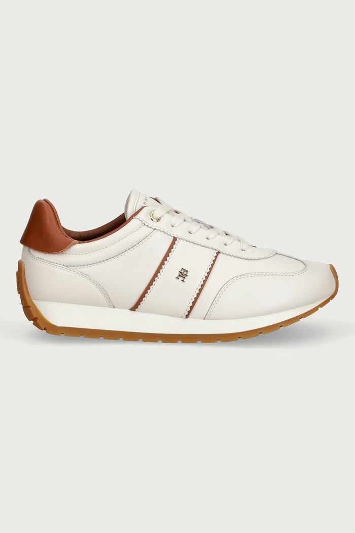 Tommy Hilfiger TH PREMIUM CASUAL RUNNER sneakersy damskie skórzane FW0FW09713 beżowy SS27