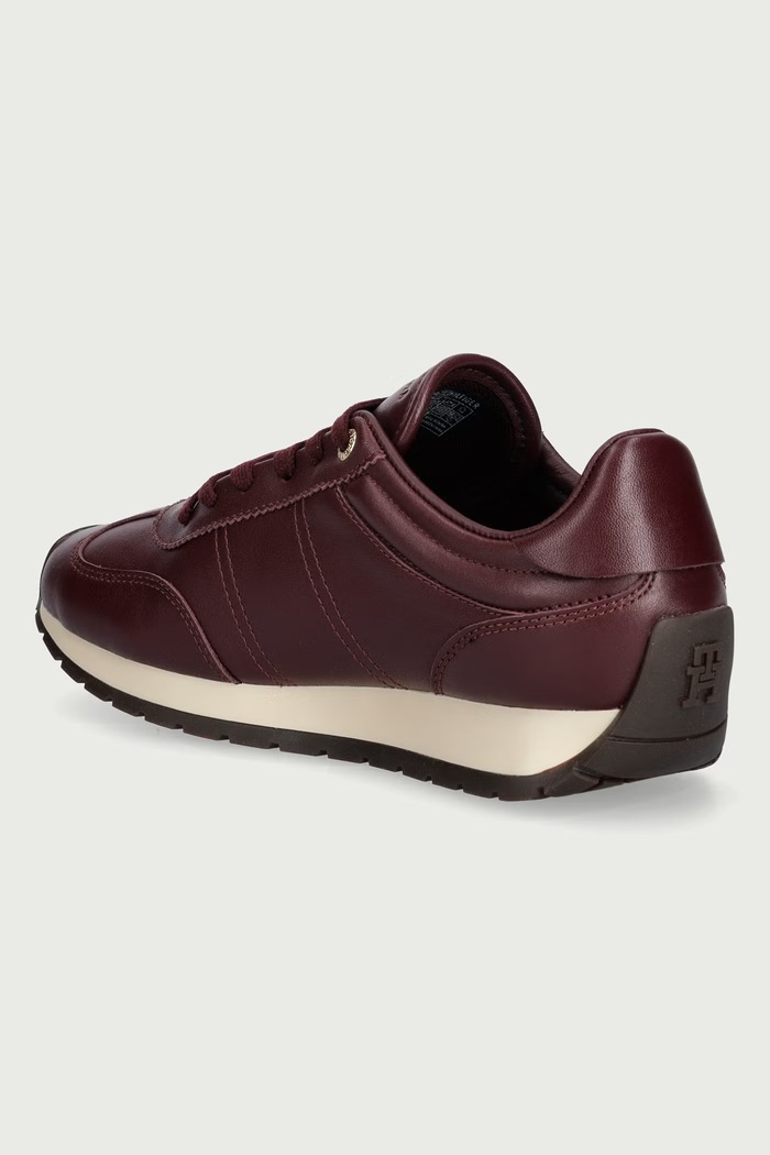 Obuwie Tommy Hilfiger TH PREMIUM CASUAL RUNNER sneakersy damskie skórzane FW0FW09713 bordowy