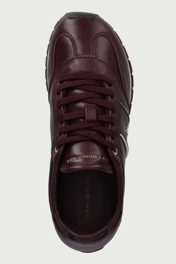 TH PREMIUM CASUAL RUNNER sneakersy damskie skórzane Tommy Hilfiger FW0FW09713 bordowy