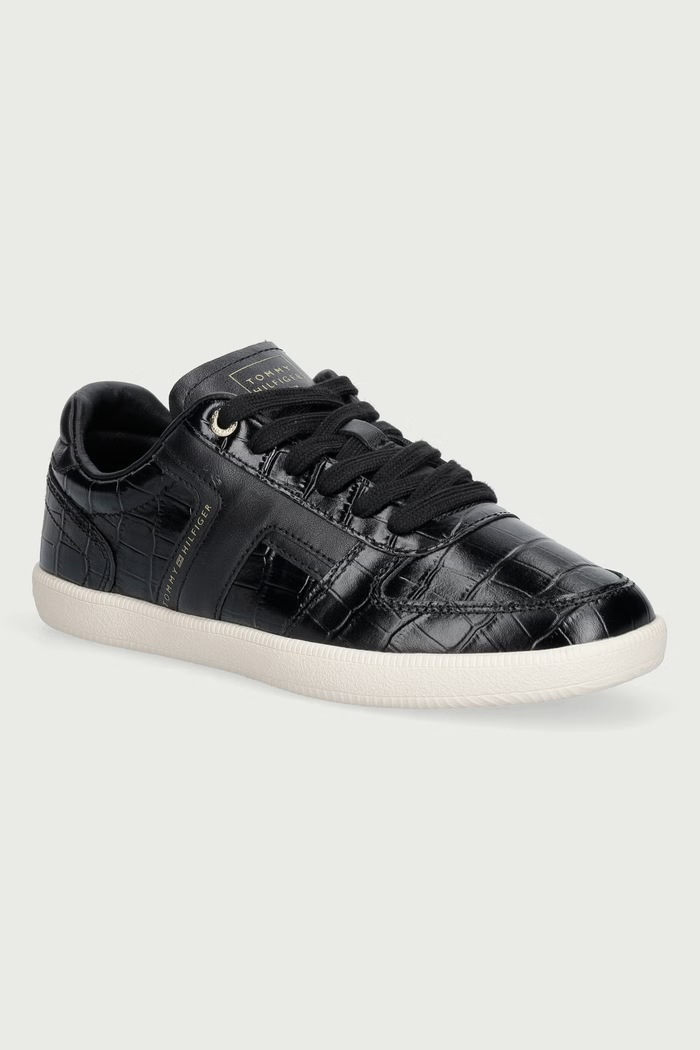 Tommy Hilfiger TH TRIBECA SNEAKER CROCO sneakersy damskie skórzane czarny FW0FW09773