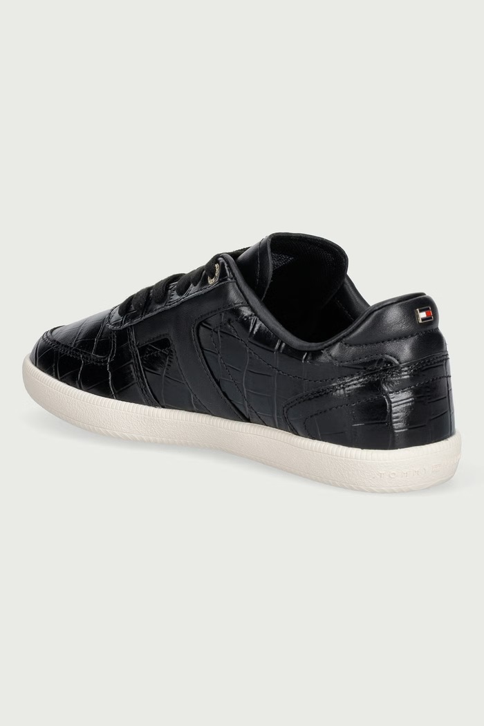 Obuwie Tommy Hilfiger TH TRIBECA SNEAKER CROCO sneakersy damskie skórzane FW0FW09773 czarny