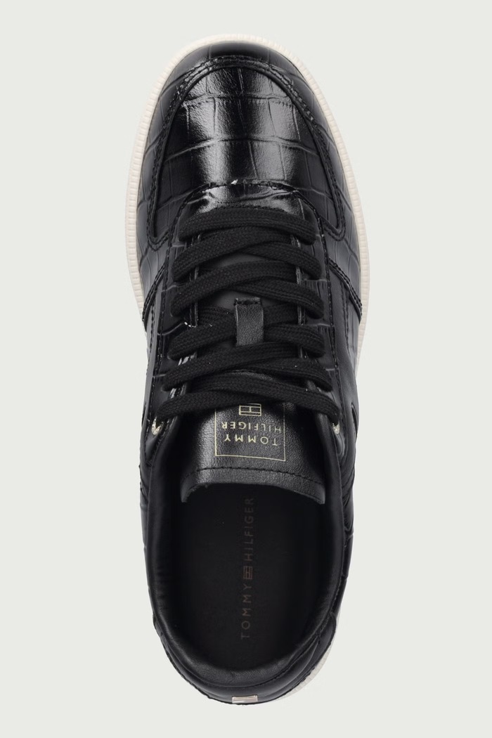 TH TRIBECA SNEAKER CROCO sneakersy damskie skórzane Tommy Hilfiger FW0FW09773 czarny