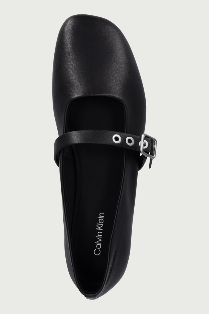 Baleriny skórzane OBL BALLERINA MJ BUCKLE LTH Calvin Klein HW0HW03466 czarny