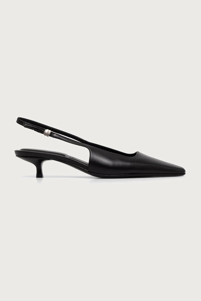 Calvin Klein Czółenka skórzane KITTEN HEEL SLING PUMP LTH HDW HW0HW03475 czarny SS27