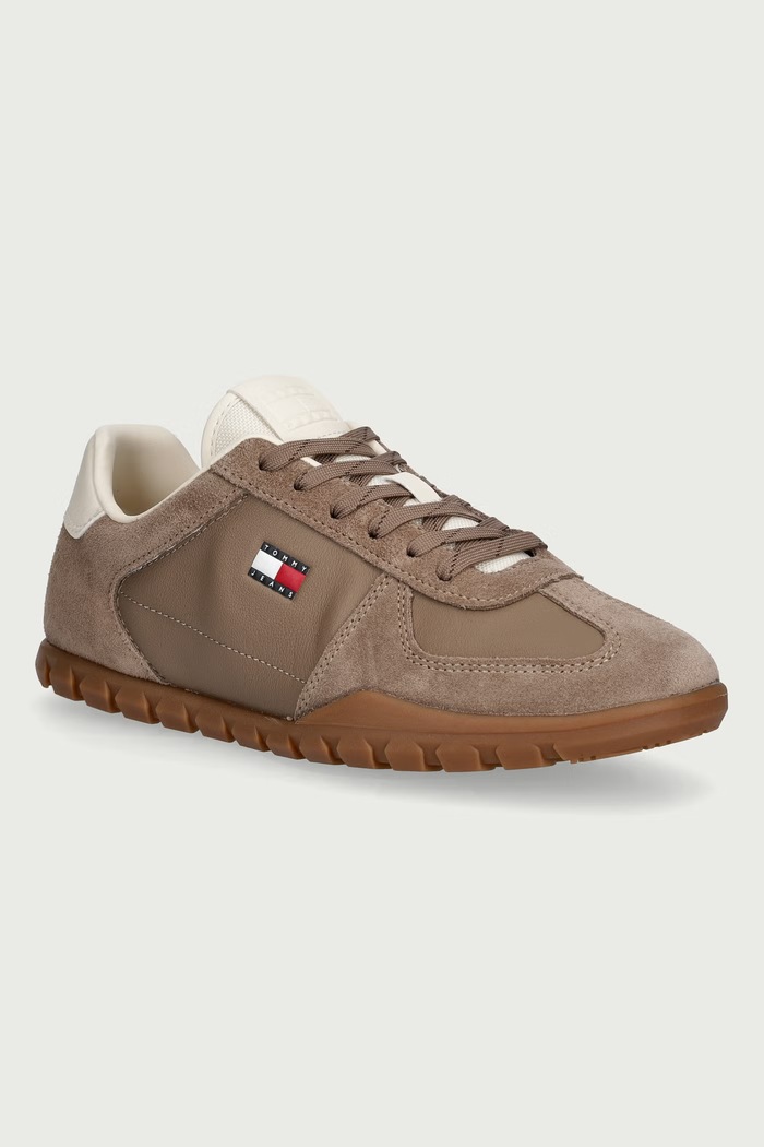 Tommy Jeans TOMMY JEANS LOW LTH SDE RUNNER sneakersy męskie skórzane brązowy EM0EM01804