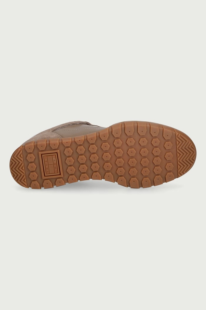 TOMMY JEANS LOW LTH SDE RUNNER sneakersy męskie skórzane Tommy Jeans brązowy EM0EM01804