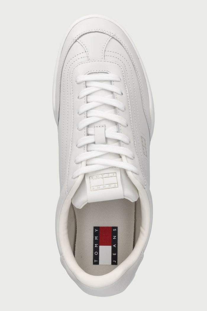 TOMMY JEANS LOW LONG LACE RUNNER sneakersy męskie skórzane Tommy Jeans EM0EM01805 biały