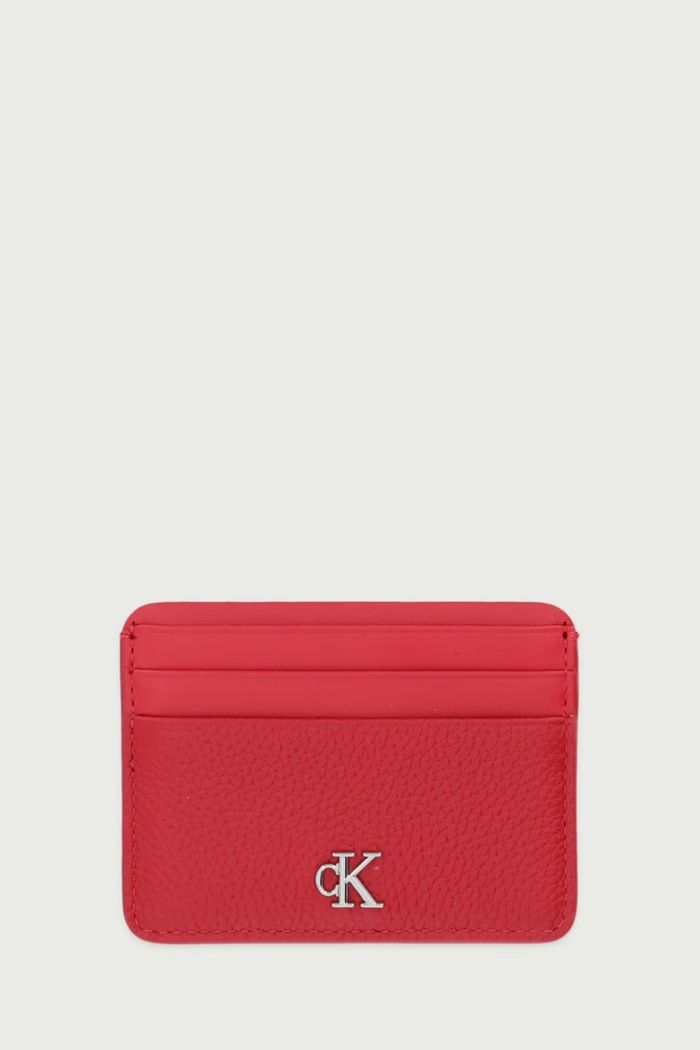 Calvin Klein Etui na karty damskie skórzane czerwony LV04F1291G