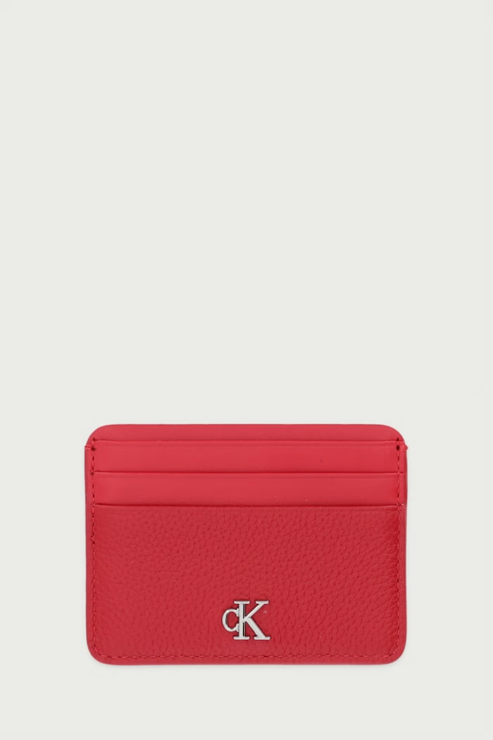 Calvin Klein Etui na karty damskie skórzane czerwony LV04F1291G