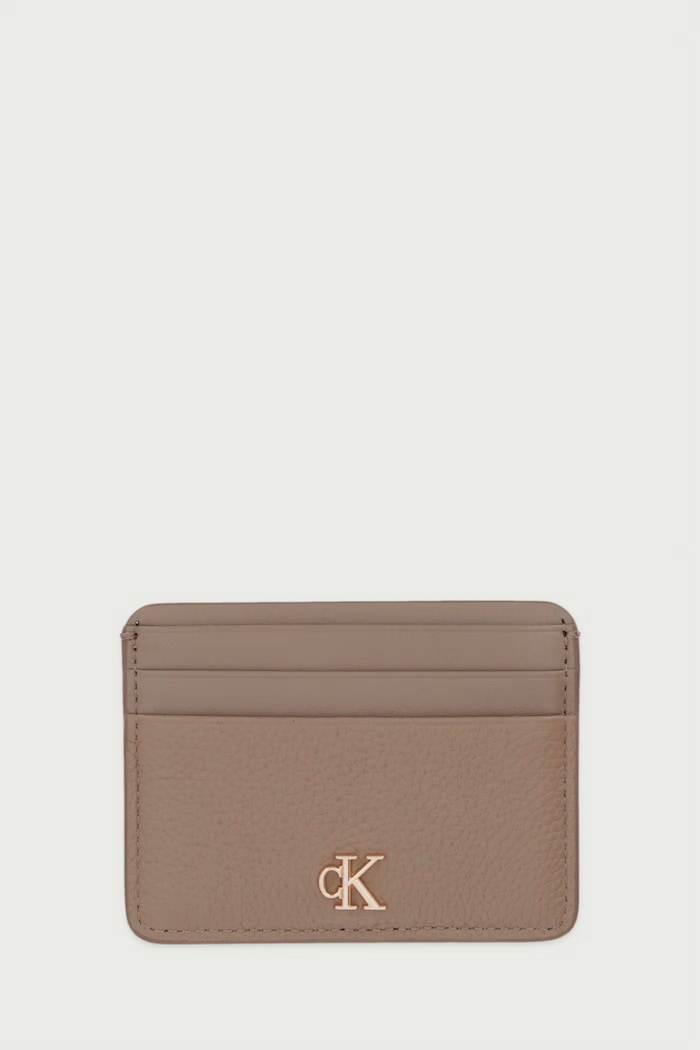 Calvin Klein Etui na karty damskie skórzane beżowy LV04F1291G
