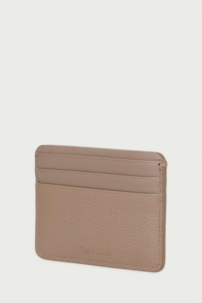 Calvin Klein Etui na karty damskie skórzane LV04F1291G beżowy SS27