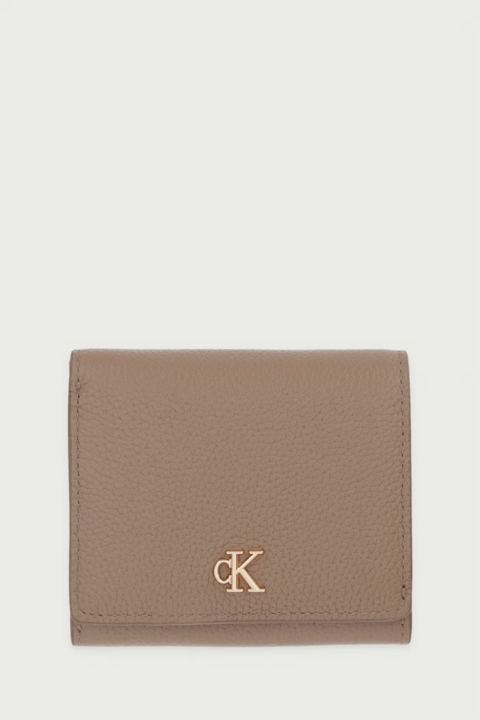 Calvin Klein Portfel damski skórzany beżowy LV04F1292G