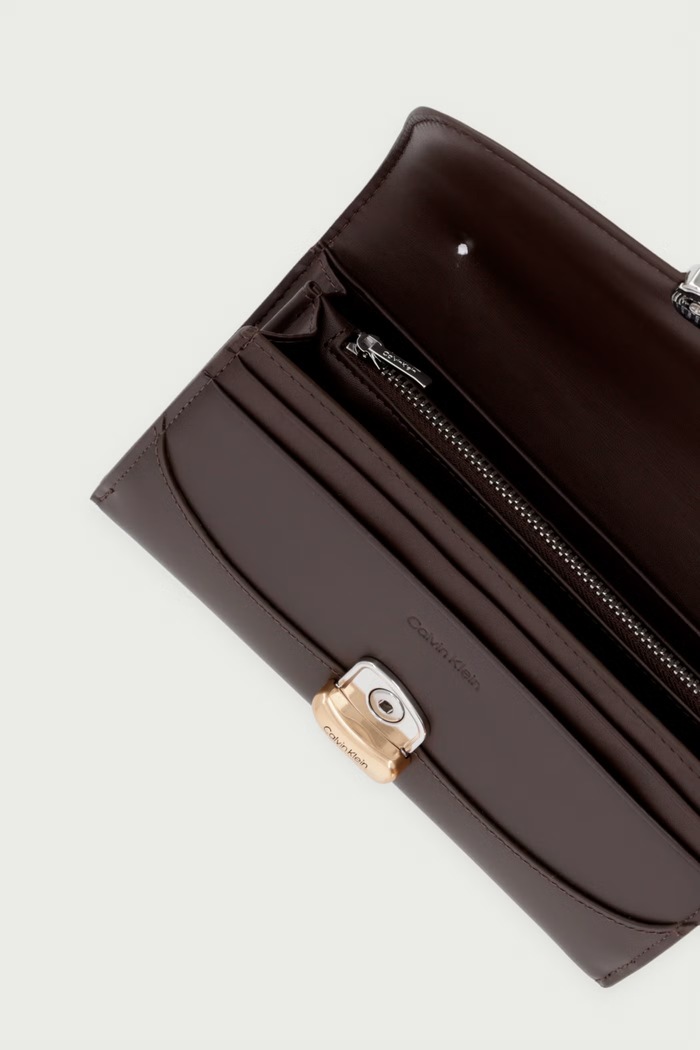 Akcesoria Calvin Klein Portfel damski skórzany LV04F1405G brązowy
